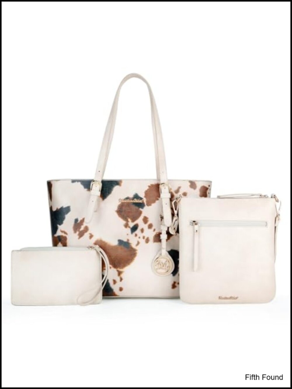3Pc Tote Bag Crossbody Wristlet Wallet Set Animal Print Handbag Purse Set